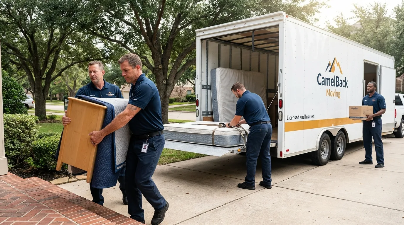 Crew loading residential truck for cross-state move from Platteville, CO